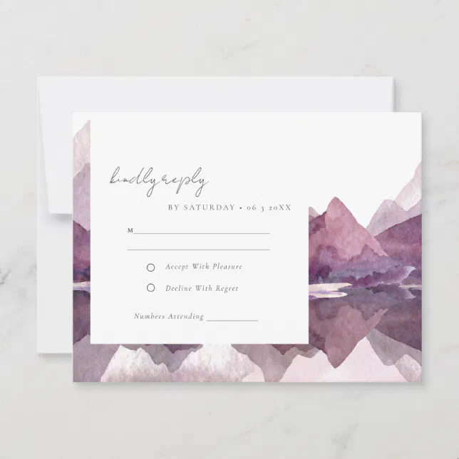 Purple Floral Watercolor Elegant Wedding RSVP Invitation Postcard | Zazzle