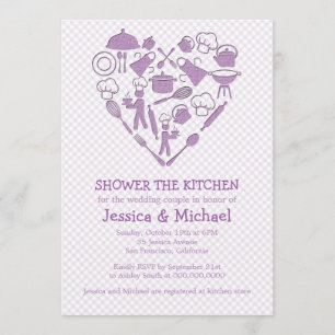 Purple Lilac Wedding Couple Shower Kitchen Invitation