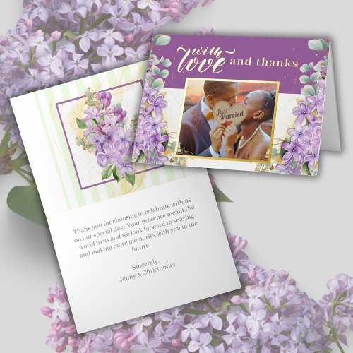 Purple Lilac Wedding Foil Thank You Card