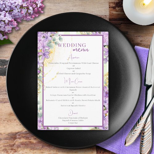 Purple Lilac Wedding Menu