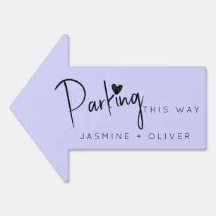 Purple lilac wedding parking arrow sign