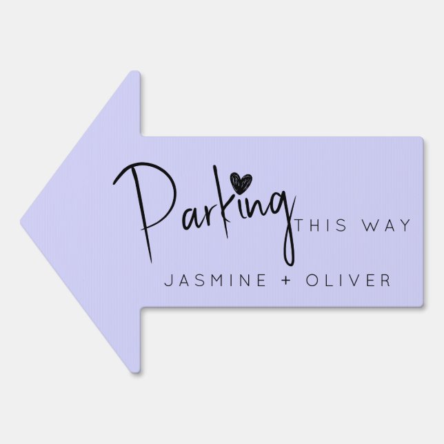 Purple lilac wedding parking arrow sign (Front)