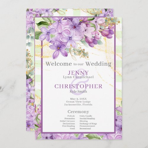 Purple Lilac Wedding Program