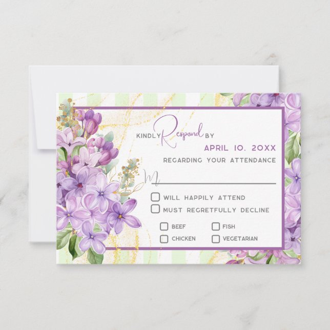 Purple Lilac Wedding Response Card (Front)