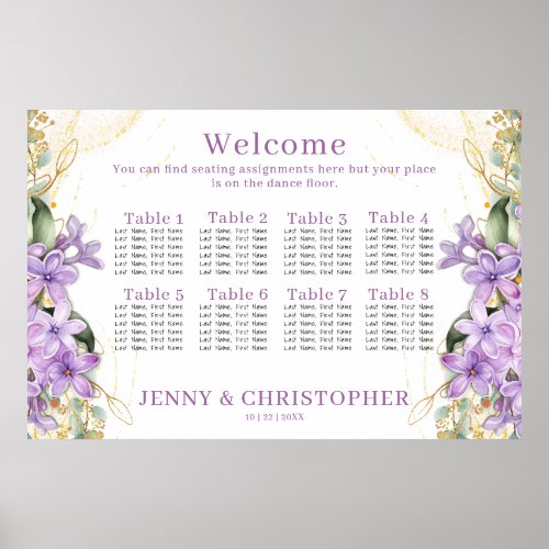 Purple Lilac Wedding Seating Chart