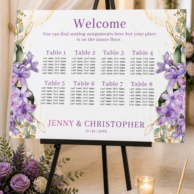 Purple Lilac Wedding Seating Chart (Creator Uploaded)