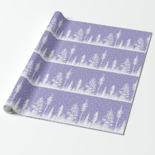 Purple Lilac White Snowy Winter Woodland Forest Wrapping Paper