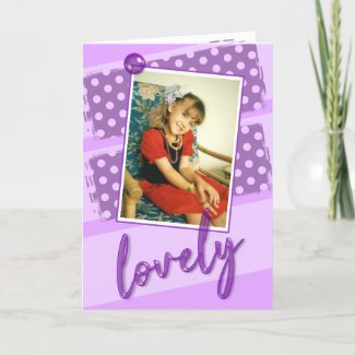 Purple lilac with polka dots lovely birthday photo card