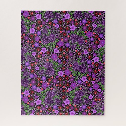 Purple Lilacs and Ladybugs NH State Symbols Jigsaw Puzzle