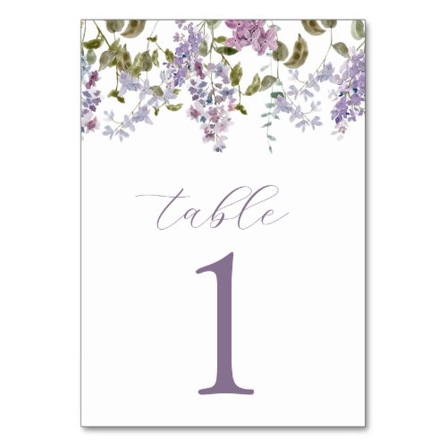 Purple Lilacs and Lavender Flowers Table Number