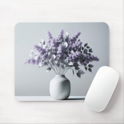 Purple Lilacs and Silver Leaf Bouquet Mouse Pad