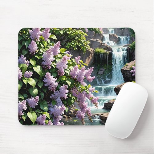 Purple Lilacs and Waterfalls  Mouse Pad