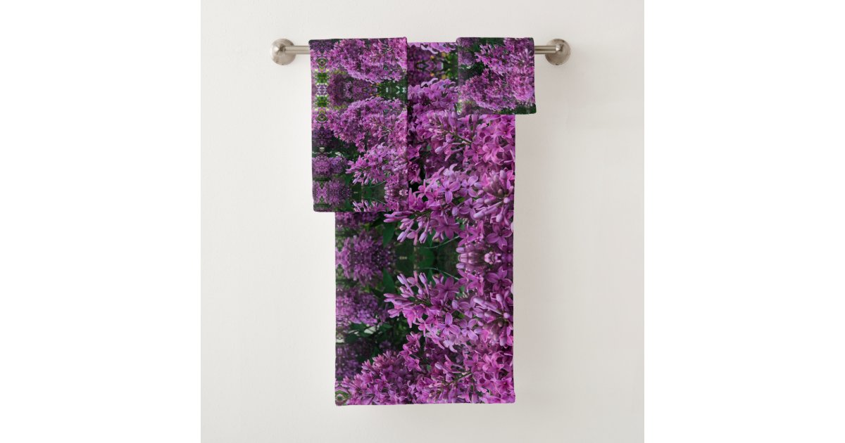Purple lilacs bath towel set