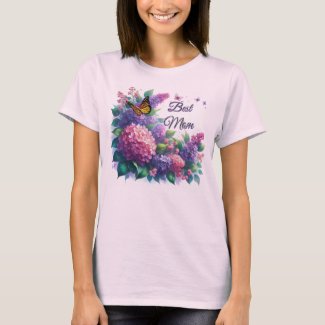 Purple Lilacs  Best Mom Floral T-Shirt