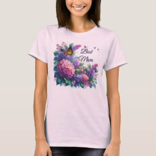 Purple Lilacs Best Mom Floral T-Shirt