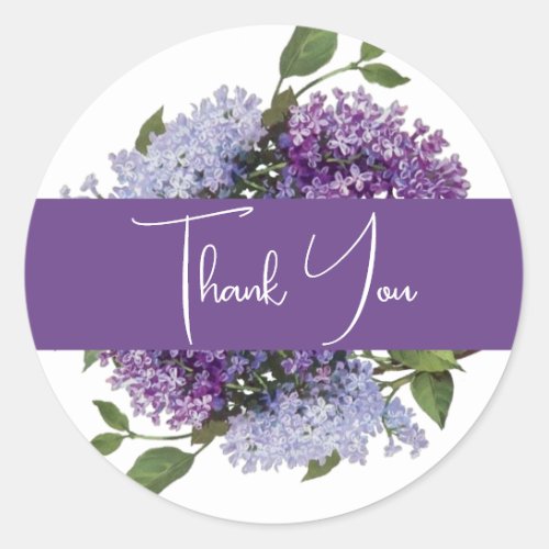 Purple Lilacs Bridal Shower Favor Classic Round Sticker