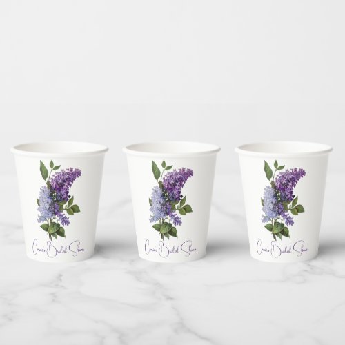 Purple Lilacs Bridal Shower Paper Cups