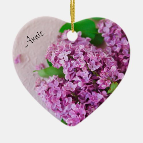 Purple lilacs ceramic ornament