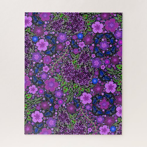 Purple Lilacs Karner Blue Butterflies NH Symbols Jigsaw Puzzle