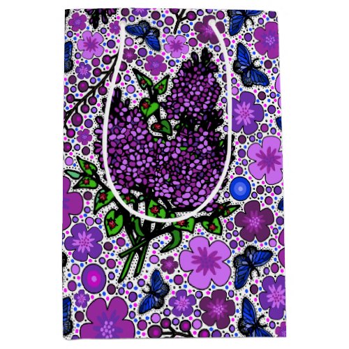 Purple Lilacs Karner Blue Butterflies NH Symbols Medium Gift Bag