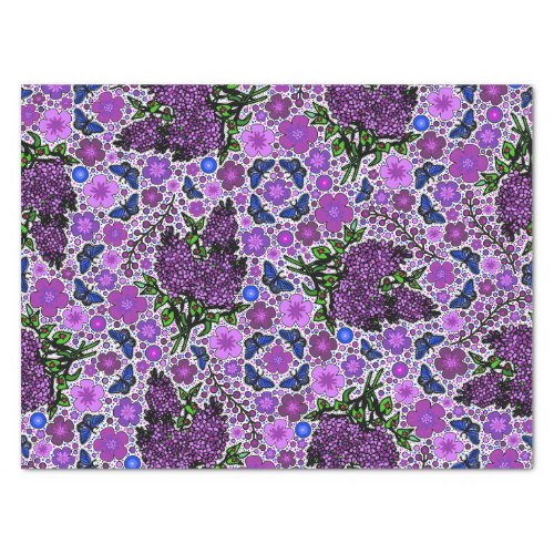 Purple Lilacs Karner Blue Butterflies NH Symbols Tissue Paper