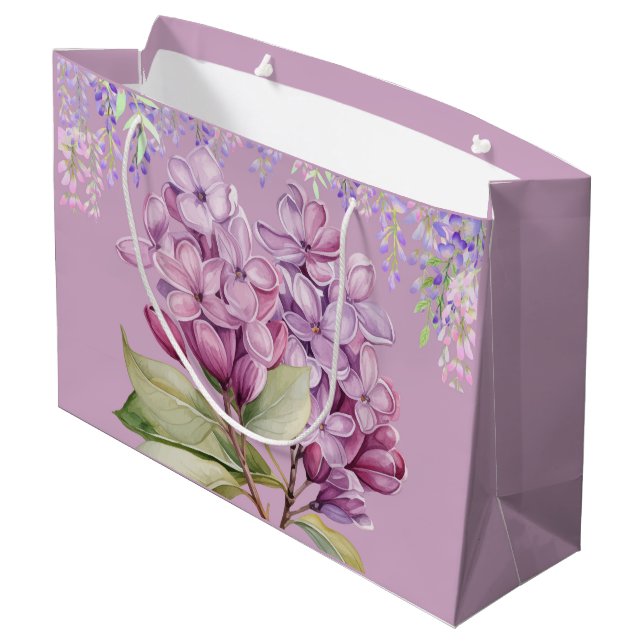 Purple Lilacs Large Gift Bag (Back Angled)