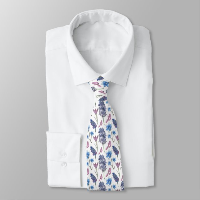 Purple Lilacs  Neck Tie (Tied)