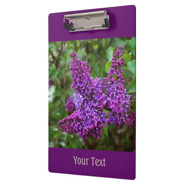 Purple Lilacs on a Spring Day Personalized Clipboard (Left)