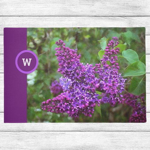 Purple Lilacs on a Spring Day Personalized Doormat