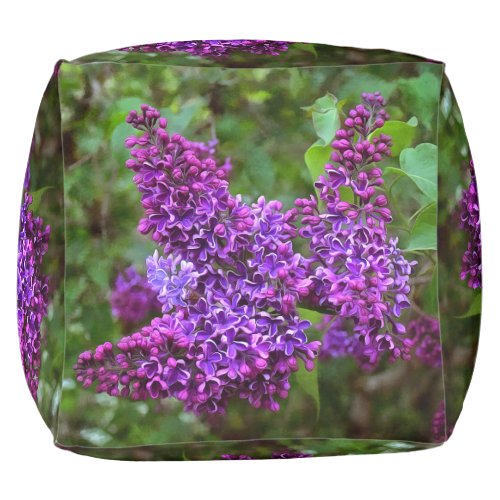 Purple Lilacs on a Spring Day Pouf
