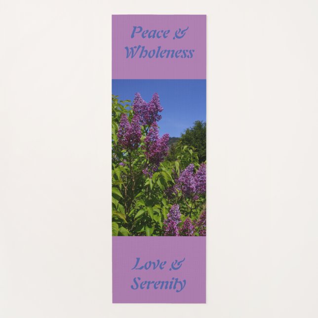Purple lilacs pretty flowers green nature eco yoga mat (Front)