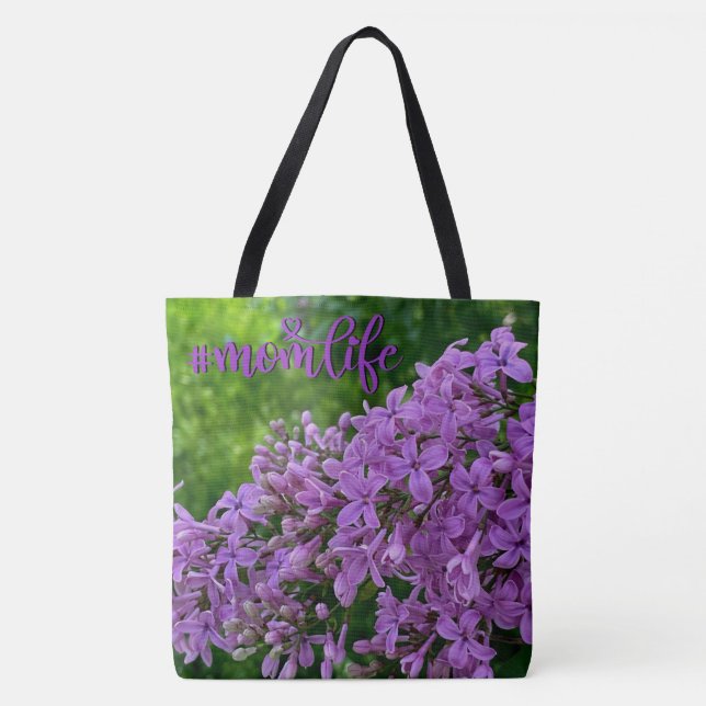 Purple lilacs romantic elegant purple floral Mom Tote Bag (Front)