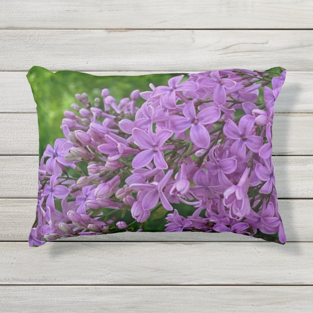 Purple lilacs romantic elegant purple floral photo outdoor pillow (Front)