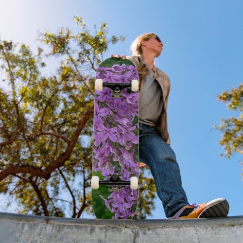 Purple lilacs romantic elegant purple floral photo skateboard