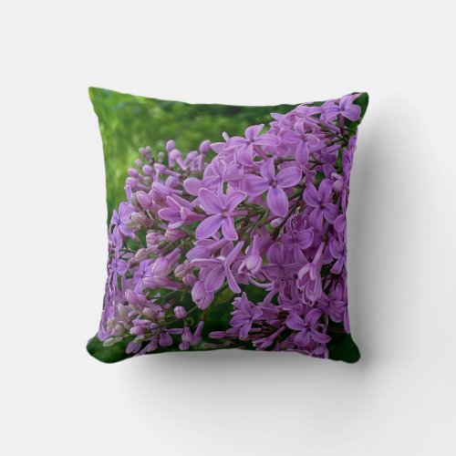 Purple lilacs romantic elegant purple floral photo throw pillow