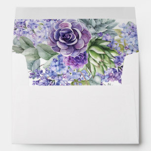 Purple Lilacs & Succulents, Eucalyptus DIY Wedding Envelope