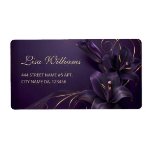 Purple Lilies 3D Flowers Luxury Business Card Label