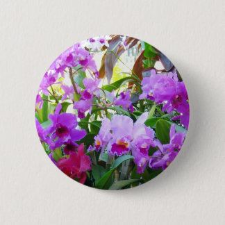 Purple Lilies Flower Pin Button