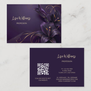 Purple Lilies Luxury 3D Flowers Business Card