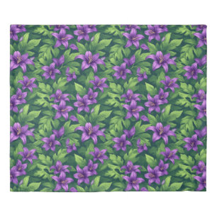 🌿 Purple Lilies Nature Inspired Calm Bedroom Duvet Cover