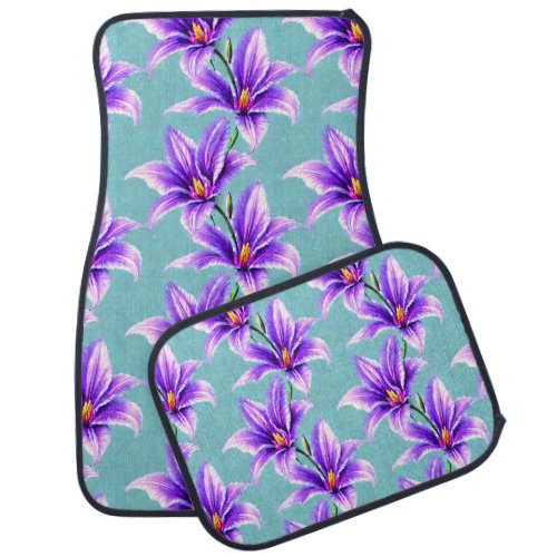Purple Lilly of the Valley Pattern  Car Floor Mat