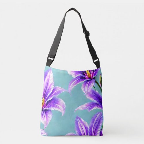 Purple Lilly of the Valley Pattern  Crossbody Bag
