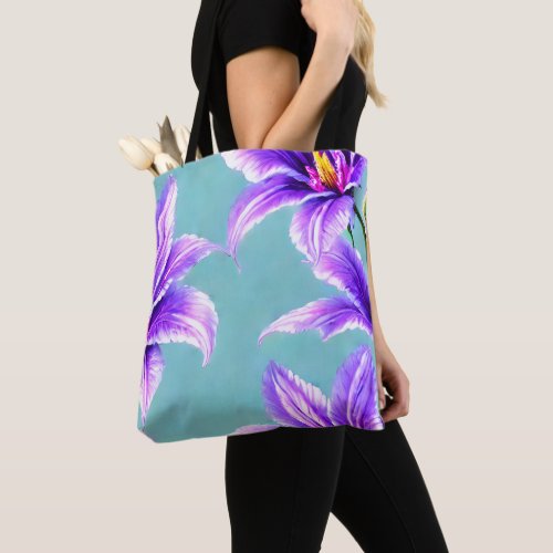 Purple Lilly of the Valley Pattern  Tote Bag