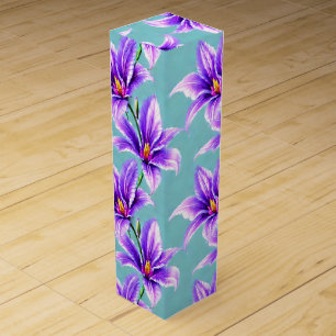 Purple Lilly of the Valley Pattern  Wine Box