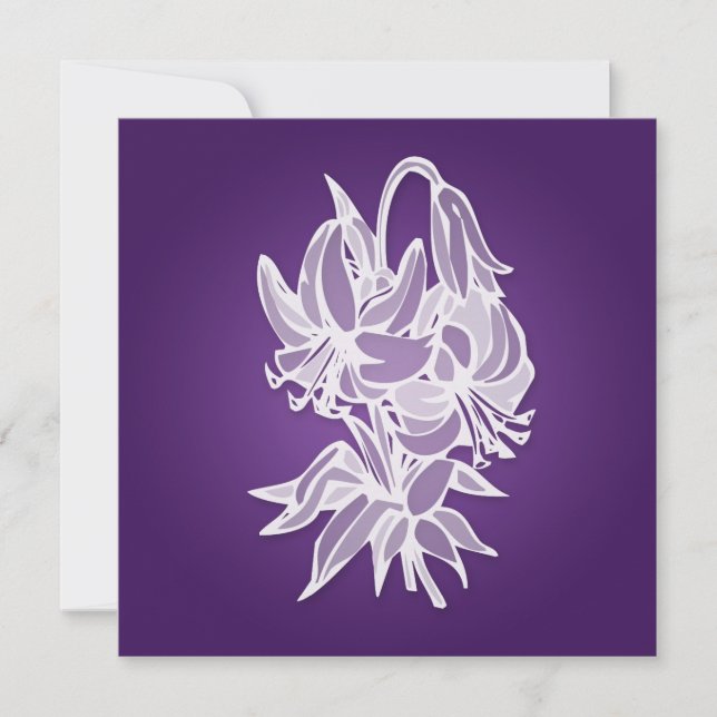 Purple Lily Bouquet Elegant Bridal Shower Invitation (Front)