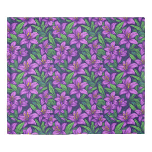 💜 Purple Lily Floral Elegant Luxury Bedroom Duvet Cover