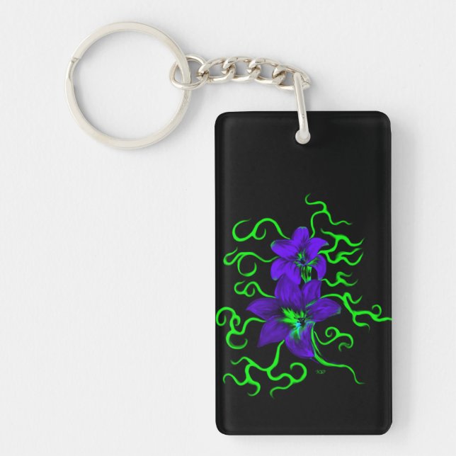 Purple Lily Flower Keychain (Front)