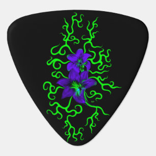 Purple Lily Flower on black Guitar Pick