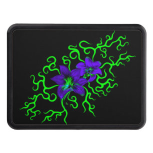 Purple Lily Flower on black Hitch Cover