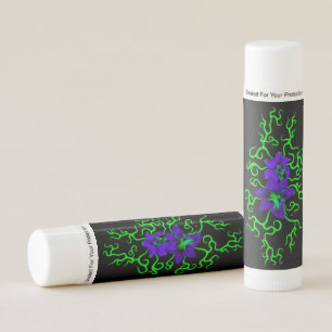 Purple Lily Flower on black Lip Balm